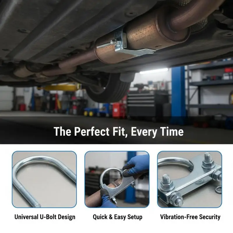 Heavy Duty Rustproof Exhaust Muffler U Bolt Clamp Stainless Steel Universal for Car Truck Auto Maintenance