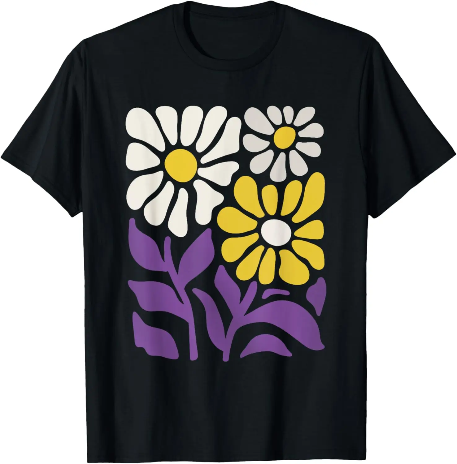Retro Nonbinary Pride Flowers Subtiele Enby Pride Subtiele Pride T-shirt