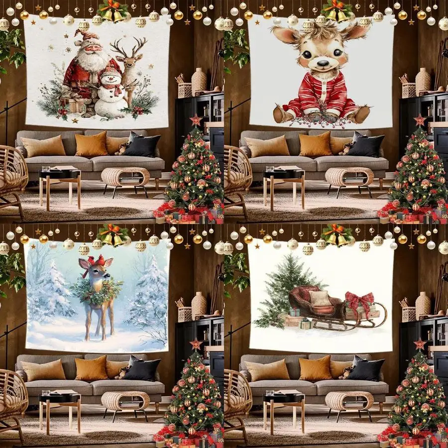 

Зимняя береза и кардиналов, ткань для фона, подвесная ткань, прикроватная тумбочка для спальни, декоративная настенная ткань, аренда общежития, гобелен