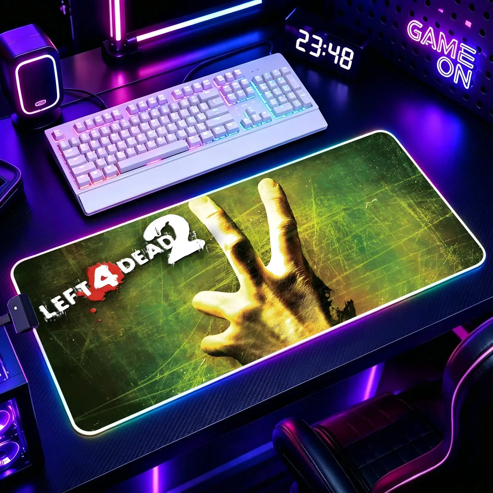 Mouse Pad RGB Color Changing Gaming Mouse Pad, Stitched Edges, XXL Large Keyboard Desk Mat Left 4 Dead 2