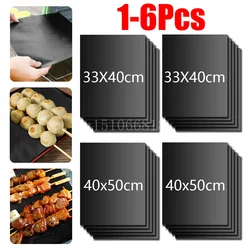 1-6Pcs BBQ Grill Mat Non-stick Mat Heat Resistant Grill Mat Outdoor Baking Reusable Barbecue Party Mat 40x50cm 33x40cm