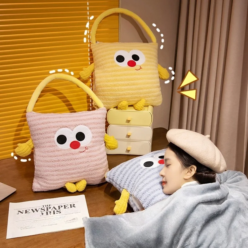3-in-1 Plush Pillow Blanket Hand Warmer, Cute Animal Convertible Warm Comforter for Travel, Office, Home,Gift for Kids & Women