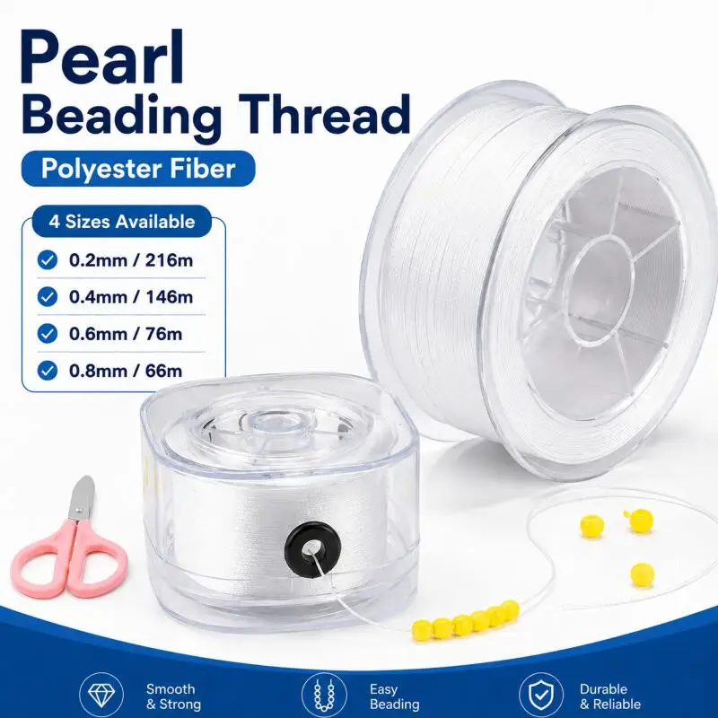 1roll/set 0.2-0.8mm Wear-Resistant Pearl Thread, Non-Elastic String - Premiums Ultras-Fine for Necklace Bracelet DIY Pendants