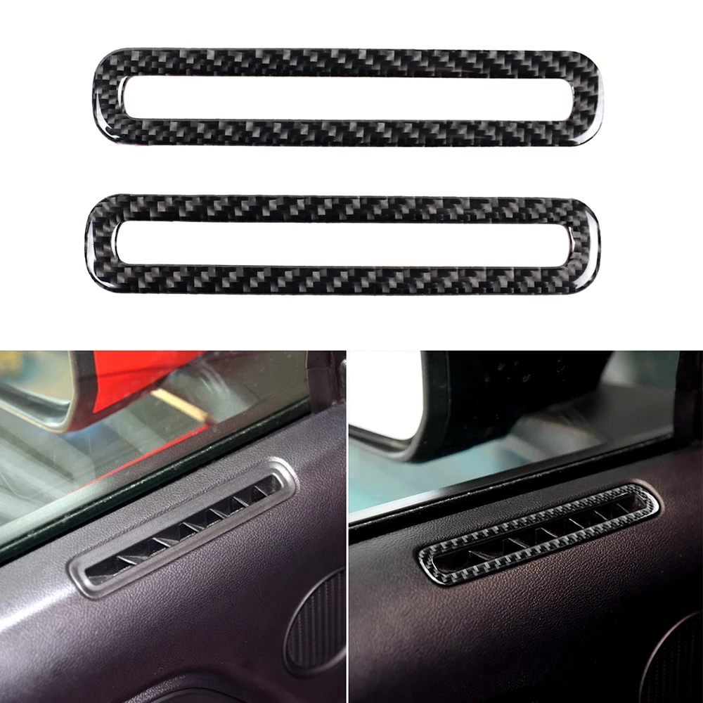 2pcs Carbon Fiber Interior Door Air Condition Vent Outlet Cover Trim AC Vent Cover Accessories For Ford Mustang 2015-2019