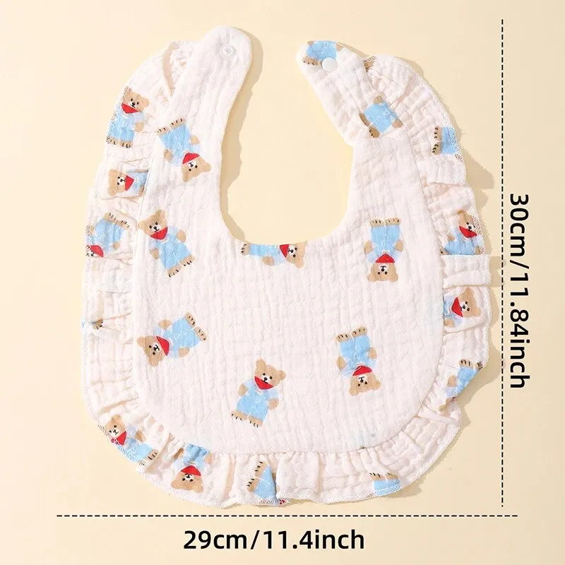 3pcs Baby Saliva Towel Infants Feeding Drool Bib Ruffle Floral Soft Cotton Burp Cloth for Newborn Kids Bibs with Ruffle