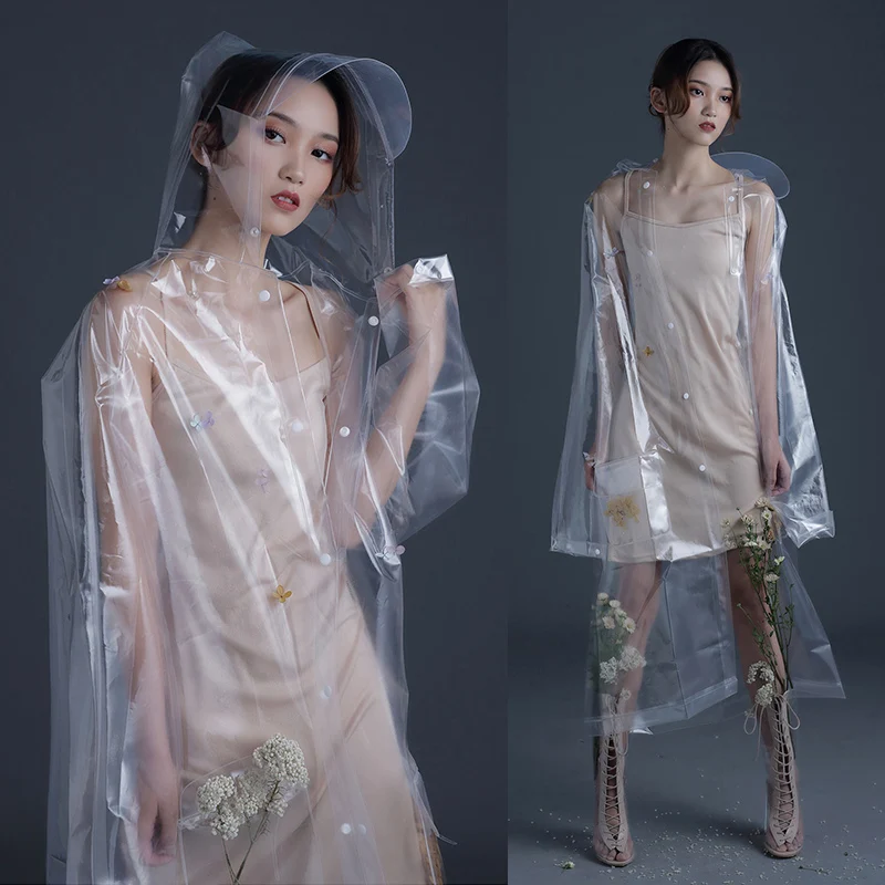 Long Waterproof Clear Raincoat Transparent  Women Rain Coat Plastic Jacket Rain Poncho Partner Motorcycle Suit Impermeable Gift