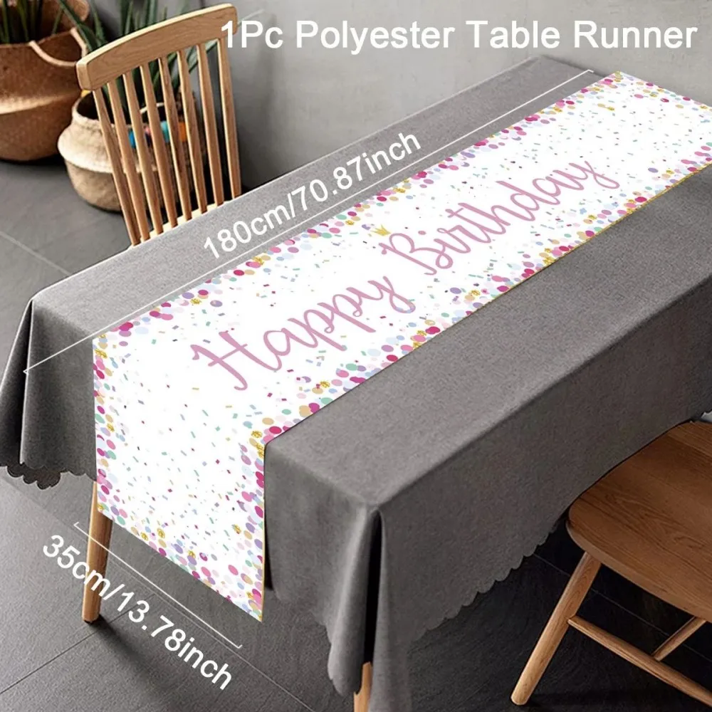 VIKAMA Black Birthday Table Banner Party Decorations Children's and Adult Celebrations Wedding Tablecloth Decorations
