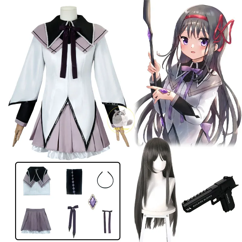 

Anime Akemi Homura Cosplay Costume Fighting Uniform Stockings Akemi Homura Outfits Anime Puella Magi Madoka Magica