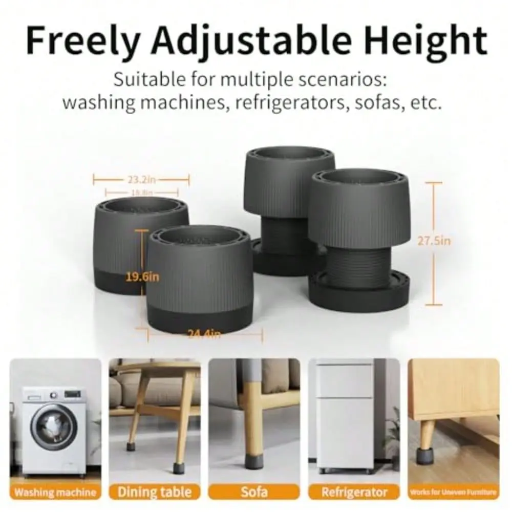 

Sofa Risers Heavy Duty Furniture Risers For Couch Chair Table Legs 4Pack ABS Bed Risers With NonSlip Silicone Pads 19.627.5in H