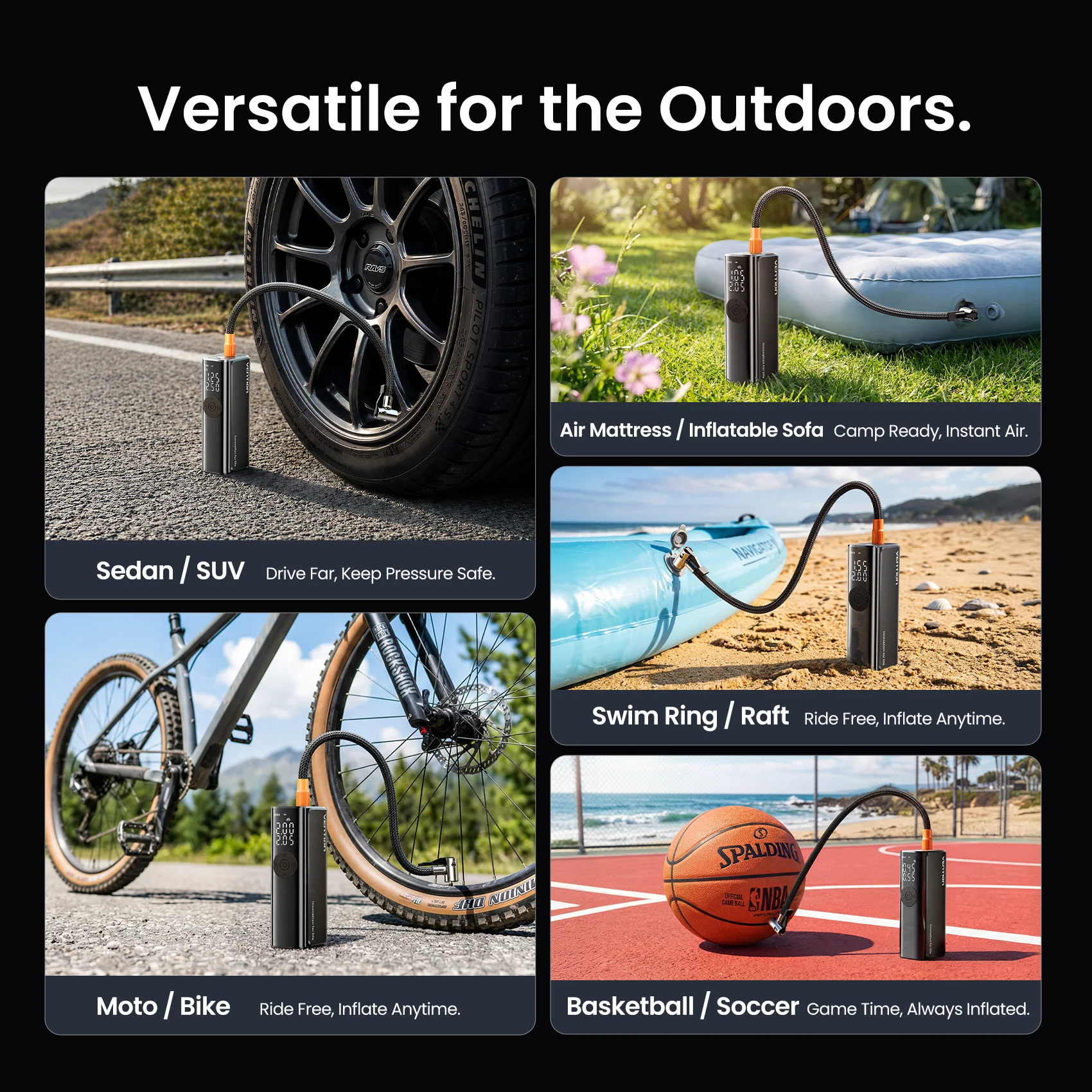 Vention Car Air Pump 5200Mah Portable Air Compressor for Car Motorcycles Bicycle Electric Tire Inflator with LCD Digital Display view 4