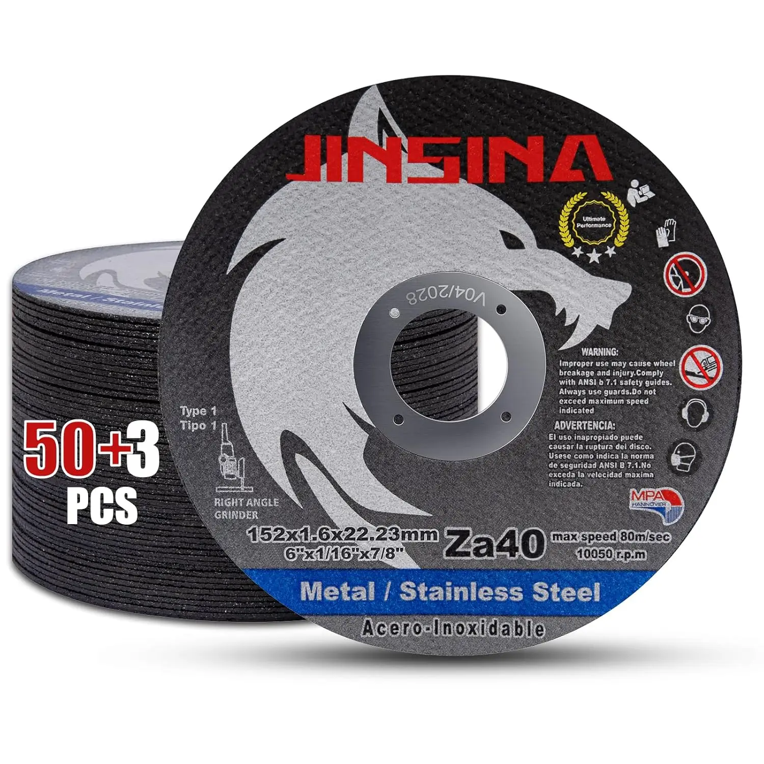 

Cut Off Wheels 53 PCS, 6 Inch Metal & Stainless Steel Cutting Disc for Angle Grinder, Fast Burr-Free Cutting, 2.5X Durability