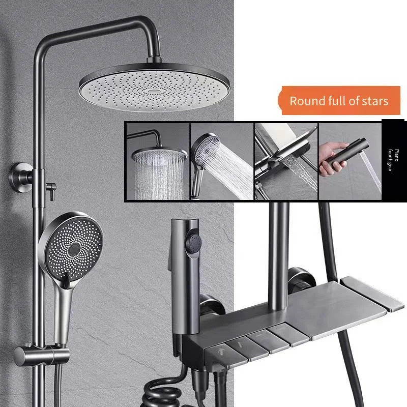 Contemporary Luxury Grey Bathroom Hotel Single Mixer Modern Rainfall Waterfall Wall Shower Head Made of Durable Brass