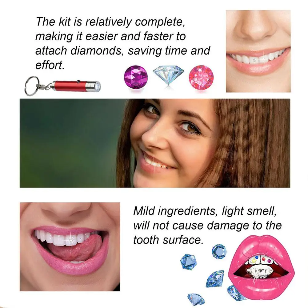 Kit de gemas para decoración de dientes DIY, fiable, portátil, completo, hermoso aplicación, juego de gemas con dientes fuertes de diamante para mujer, conjunto N EWW