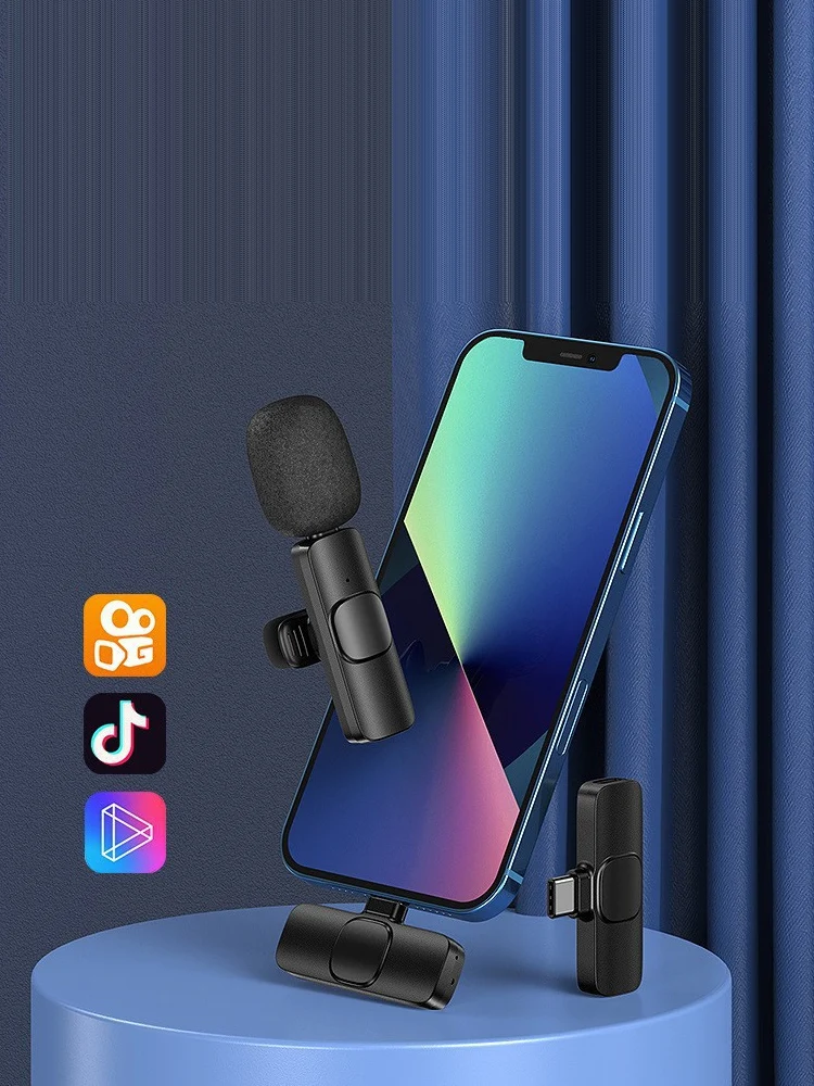 KEBIDUMEI Kabelloses Lavalier-Mikrofon für Smartphones, Computer, Kameras, Geräuschunterdrückung, Kragenmikrofon, Typ-C-Anschlussadapter