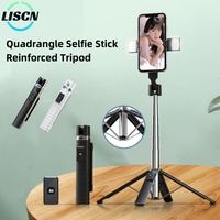 LISCN P04D 1.04m Selfie Stick with Remote and Light Stretchable Holder Portable Anti-Shake Stabilizer Adjust 360°Rotating Stand