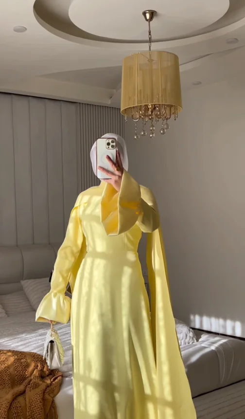 

Aenyrst Customized Elegant Evening Party Dresses Yellow Simply Draped Chiffon Woman Formal Occasion Gowns فساتين طويل