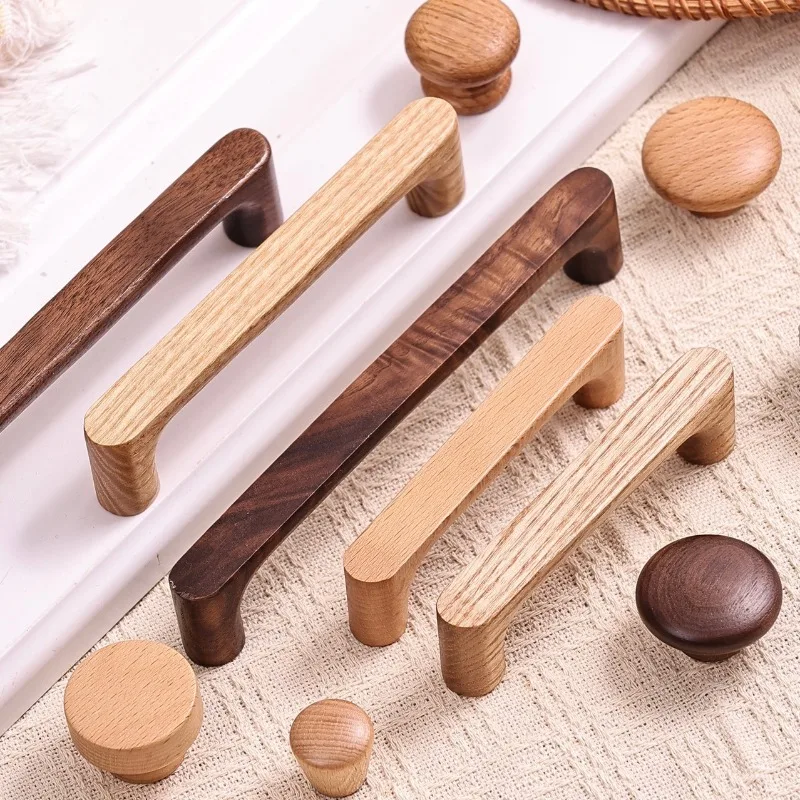 Holzschrankgriff Nordischer Massivholz-Küchentürgriff Kommode Kleiderschrank Knöpfe Schubladengriff Möbelgriffe – Detail 4