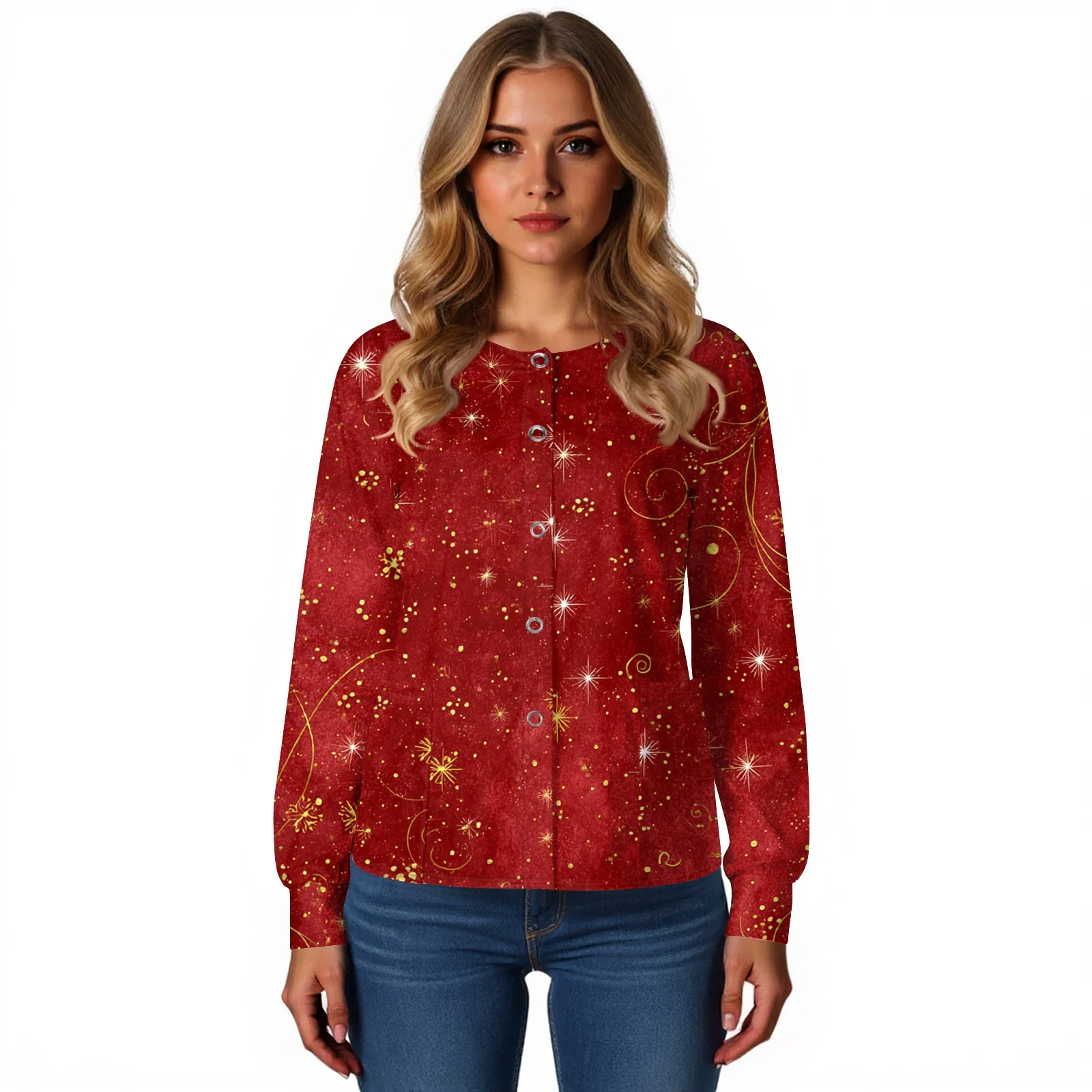 Feminino 2025 moda natal esfrega uniforme topos fino manga longa cartoonh impresso enfermeiras trabalhando t camisas blusa