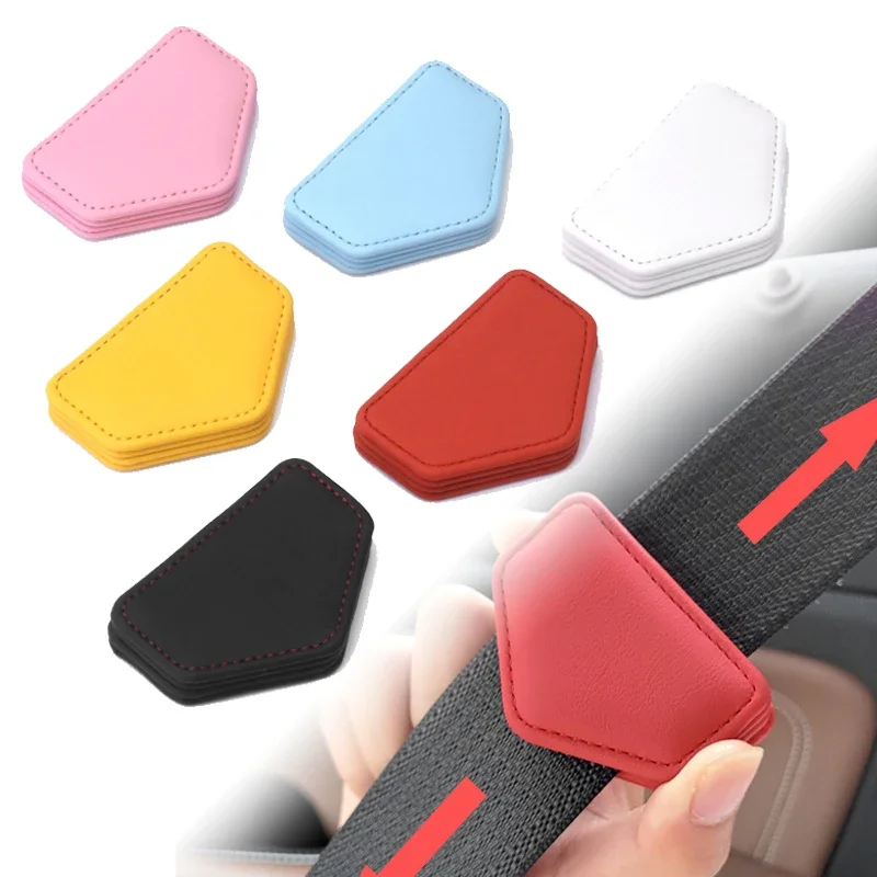 Magnetic Safety Belt Fixed Limiter Car Seat Belt Clip PU Seat Belt Fixed Slack Adjuster with Card Clip Car Accessories Interior