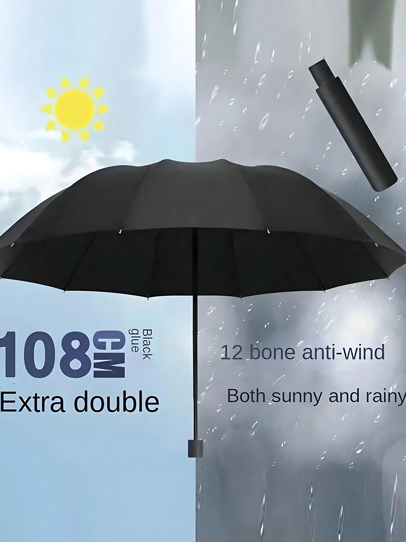 

2-7 Daysmust Arrive]1pc Fully Automatic Open Umbrella, One-Button Open, Suitable For Sunny And Rainy Days, 12 Ribs, Automatic