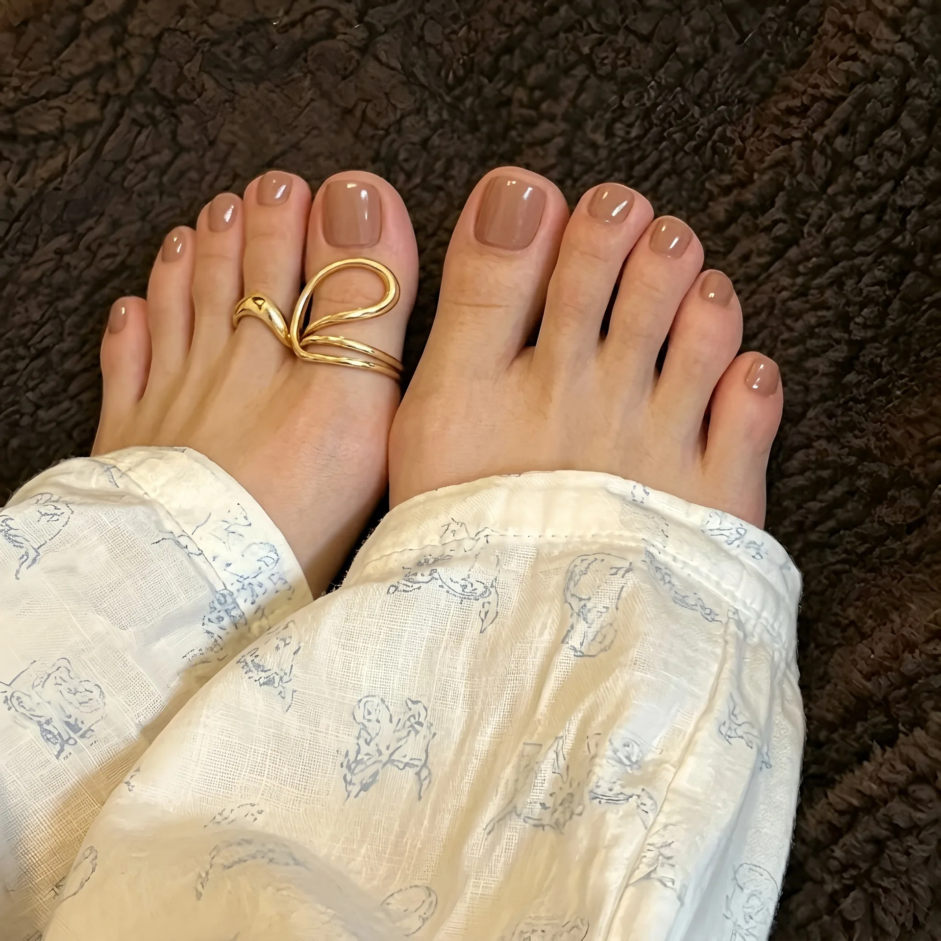 Gold Minimalist Irregular Toe Ring for Women Abstract Smooth Wrap Multi Layer Double Toe Rings Summer Beach Foot Jewelry