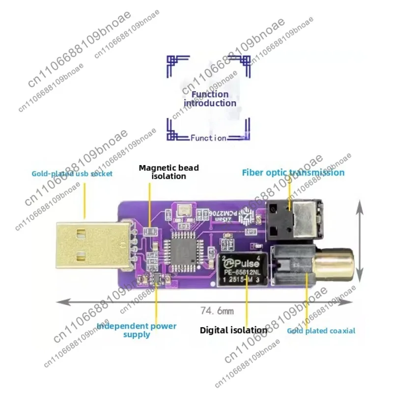 USB to Digital Coaxial Optical Fiber Output SPDIF PCM2706 Mobile Phone OTG Switch PS5 Game Console