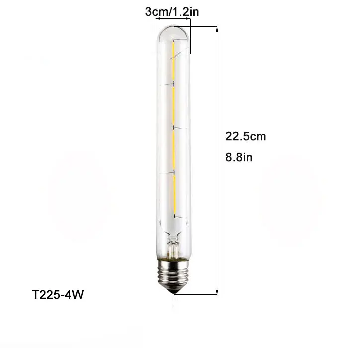 100-240V 6000K LED Filament Light Bulb 110V 120V 6500K Tubular Edison Bulbs T10 T185 T225 T30 T300 Long Tube 4W 6W 8W LED Bulb
