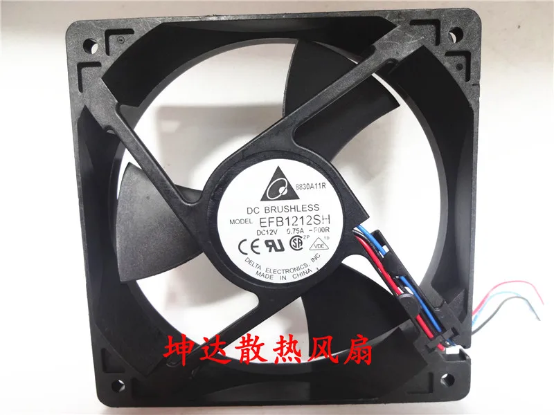 

Delta Electronics EFB1212SH F00R DC 12V 0.75A 120x120x25mm 3-Wire Server Cooling Fan