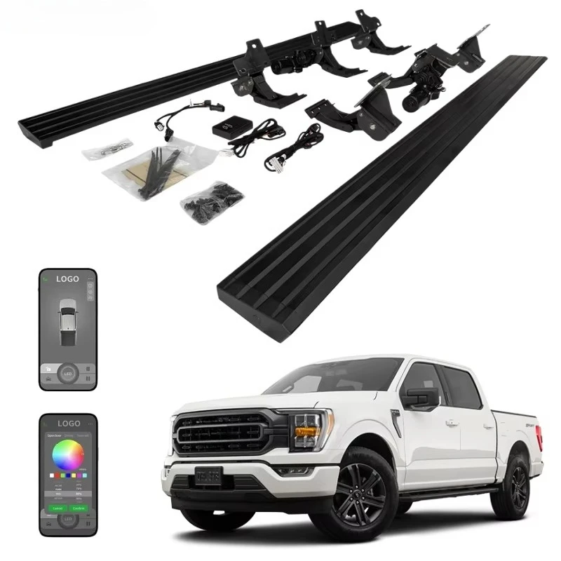 2010 2013 2014  F150 Aluminum Automatic Folding Foot Step Electrical Side Steps Power Running Board with Light