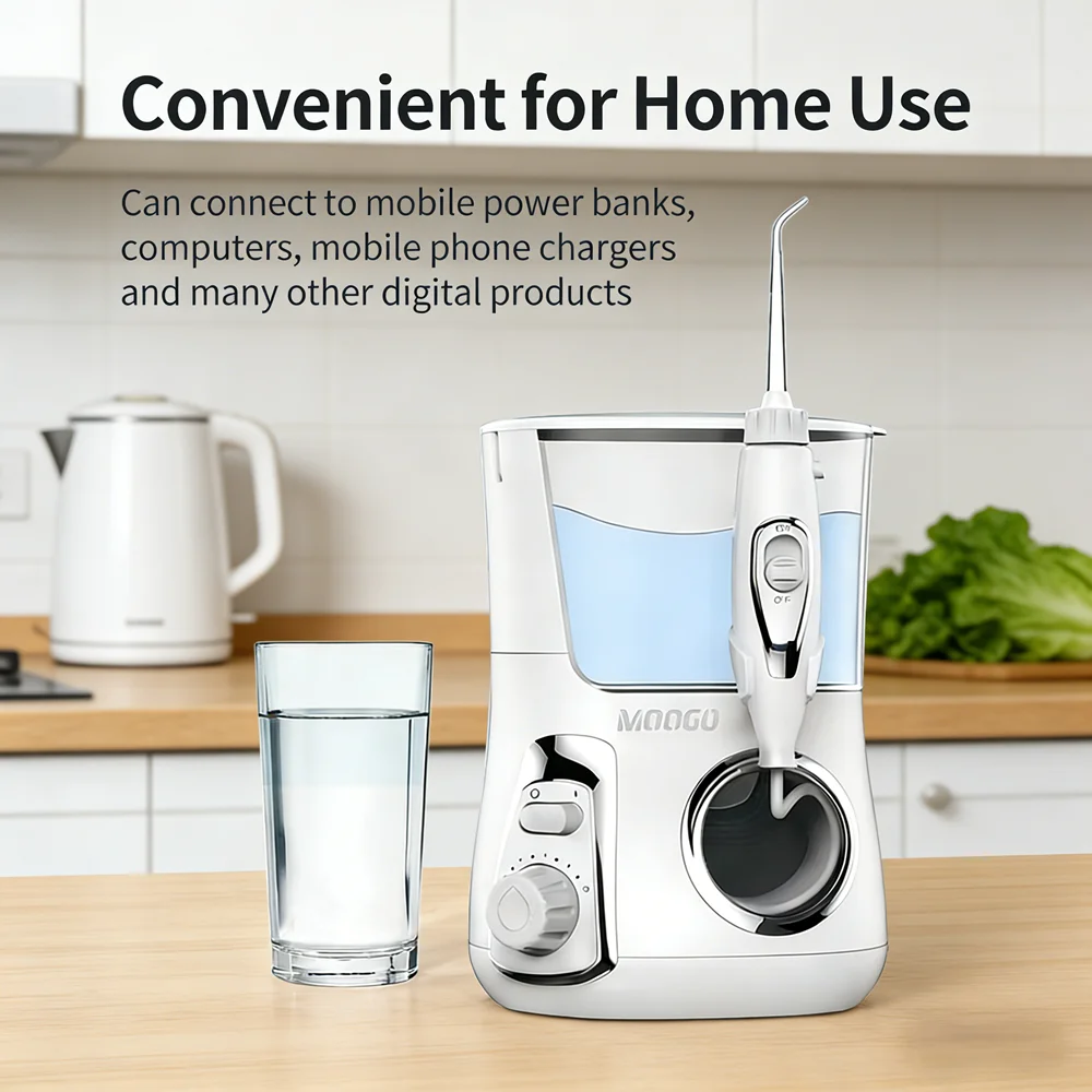 

Настольный ирригатор для полости рта семейного размера, 5 сменных насадок Домашний стоматологический спа для групп всех возрастов