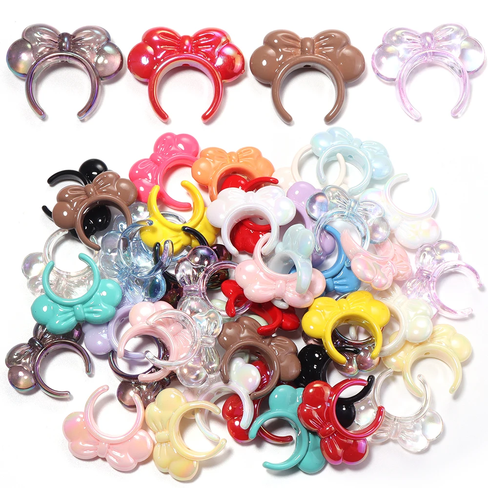 6pcs/lot Big Bow Headband Shape Acrylic Beads Cap Loose Spacer Beads For DIY Keychain Necklace Bracelet Jewelry Making