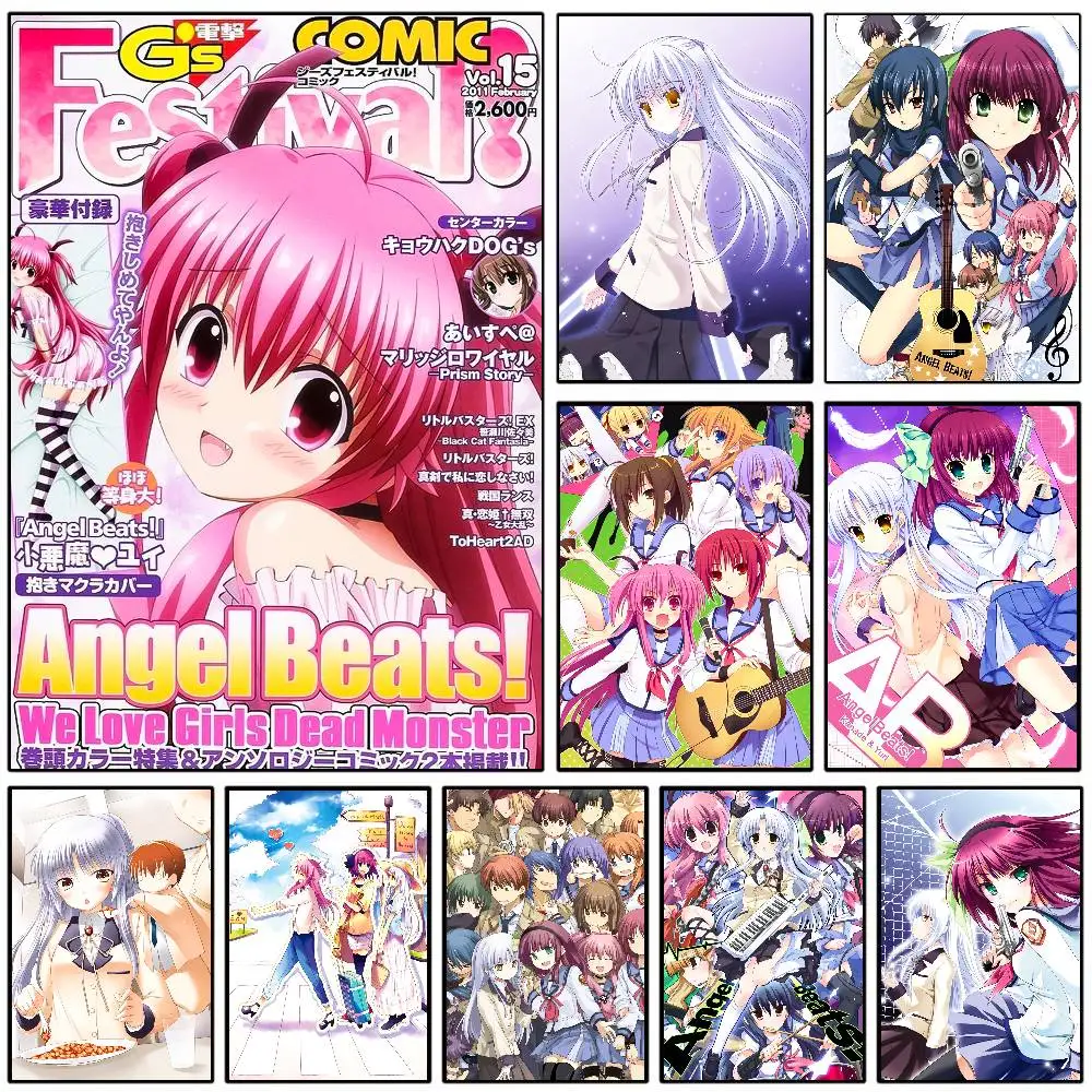 Anime A-Angel B-Beats Poster HD Klebrige Wand Wasserdicht Zuhause Wohnzimmer Schlafzimmer Wohnheim Bar Ästhetische Dekoration