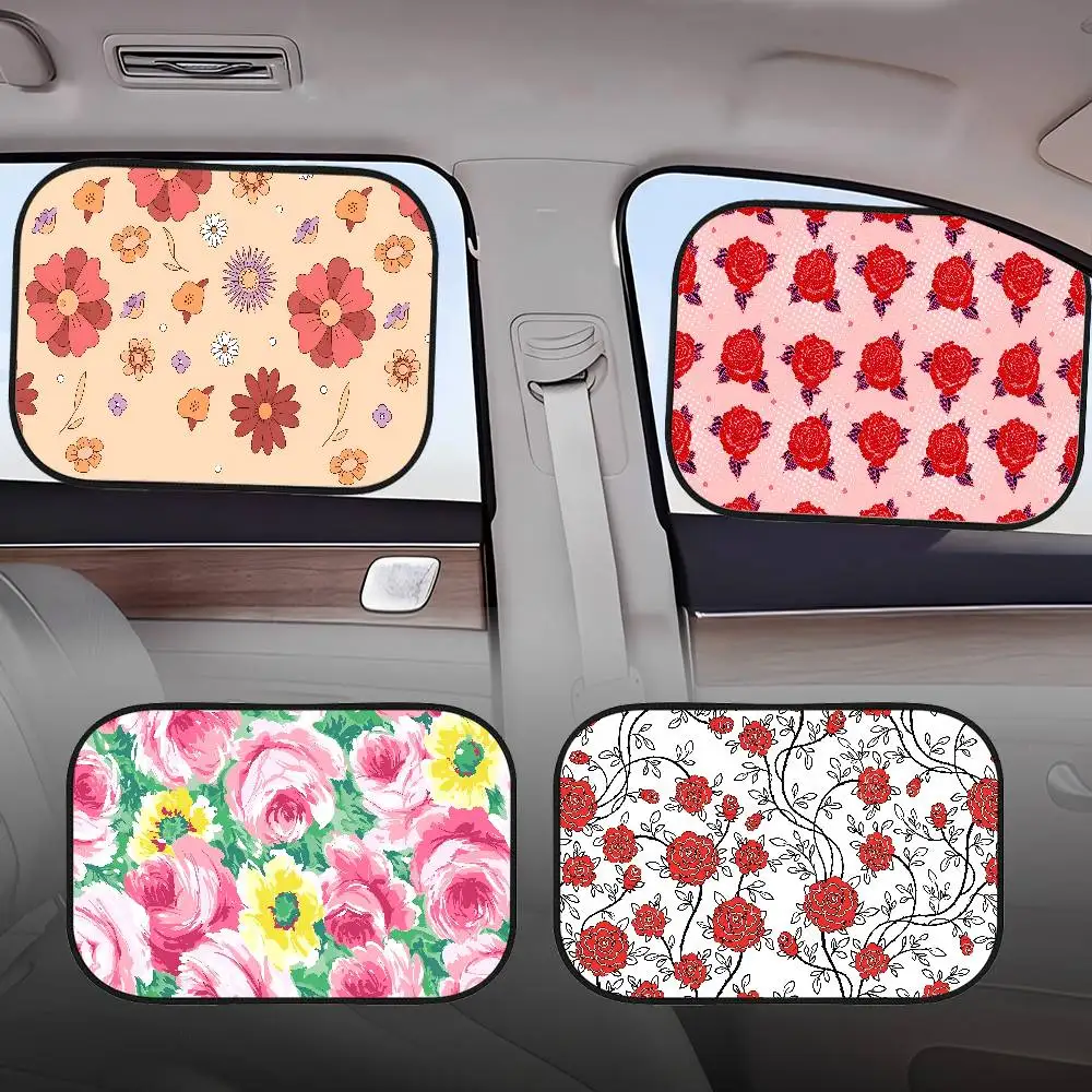 

Простые солнцезащитные козырьки для окон автомобиля с рисунком розы для пожилых людей, солнцезащитные чехлы для сидений, защита от солнца, статические чехлы для автомобилей, затемняющие