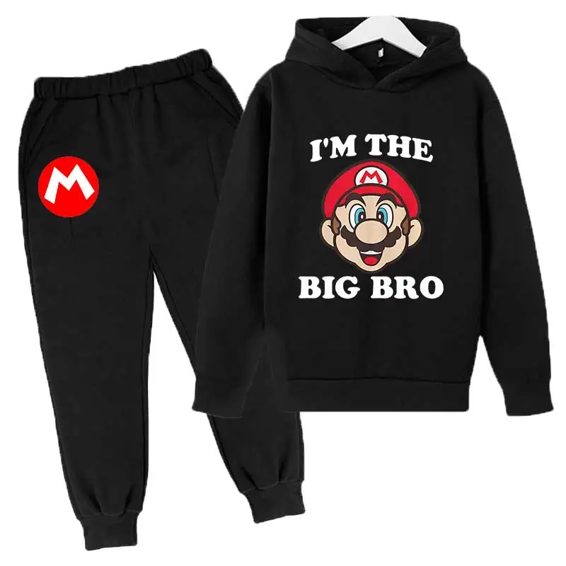 Enfants survêtement garçons vêtements Mario ensemble sweats à capuche et pantalons enfants vêtements de Sport Mario décontracté Sport costume 4-14 ans
