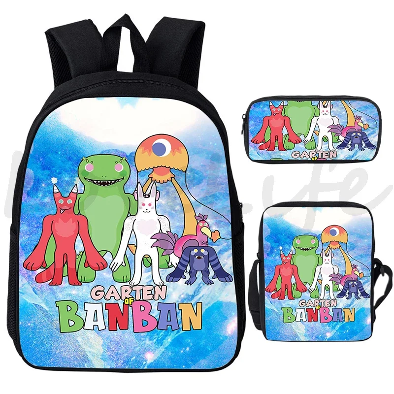 

Garten Of Banban Backpack Shoulder Bag pen bag set Boys Girls Child Schoolbag Funny Cartoon Knapsack Travel Backpacks 3D Bookbag