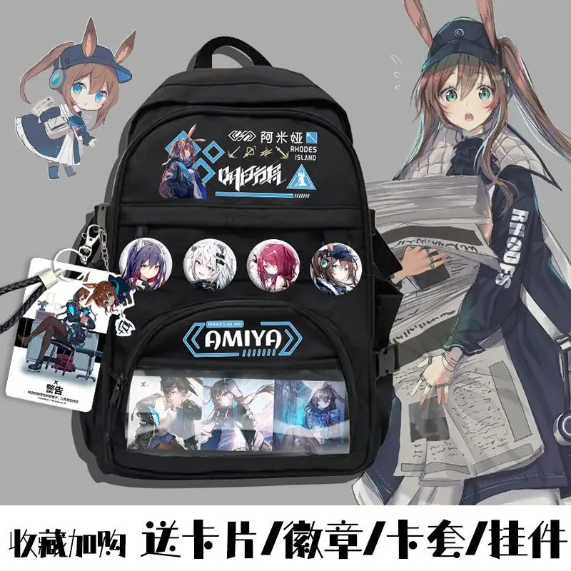 Arknights Merchandise Amiya Angelic Duo Student Backpack Anime Harajuku Large Capacity Bag Anime