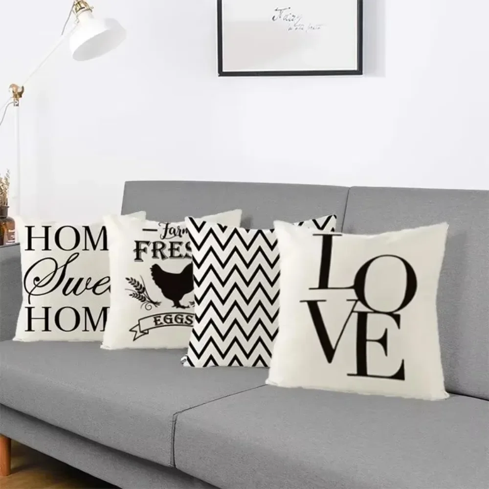 1PC Black and White Geometric Simple Linen High-end Pillow Cover Soft and Comfortable Pillowcase Home Decoration Pillow Cover