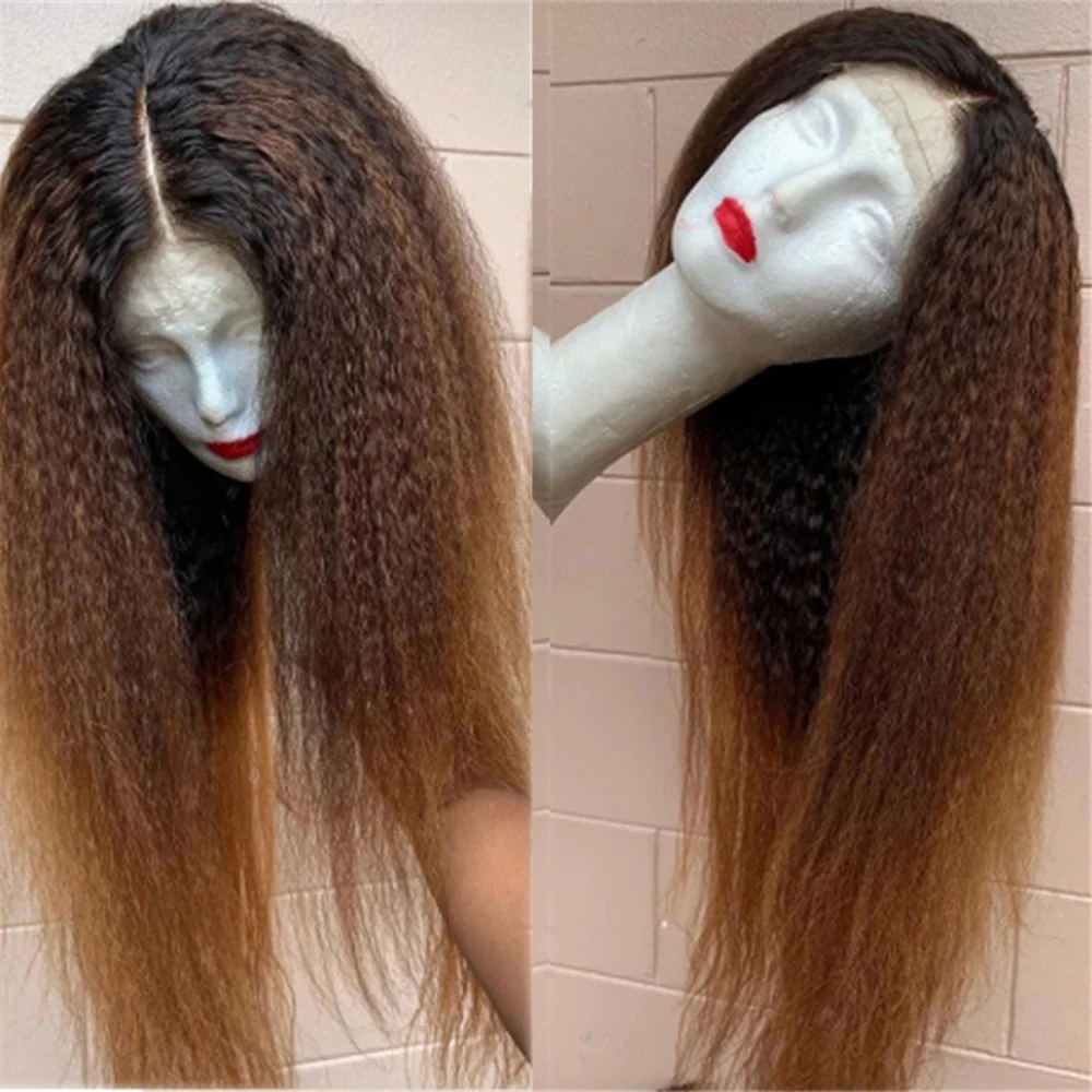 

Ombre Blonde Мягкий 26 "180 Плотность Бесклеевой Длинный Кудрявый Прямой Предварительно Сорванный Ежедневно 13*4*1 Парик Фронта Шнурка Для Женщин Детские Волосы Синтетические