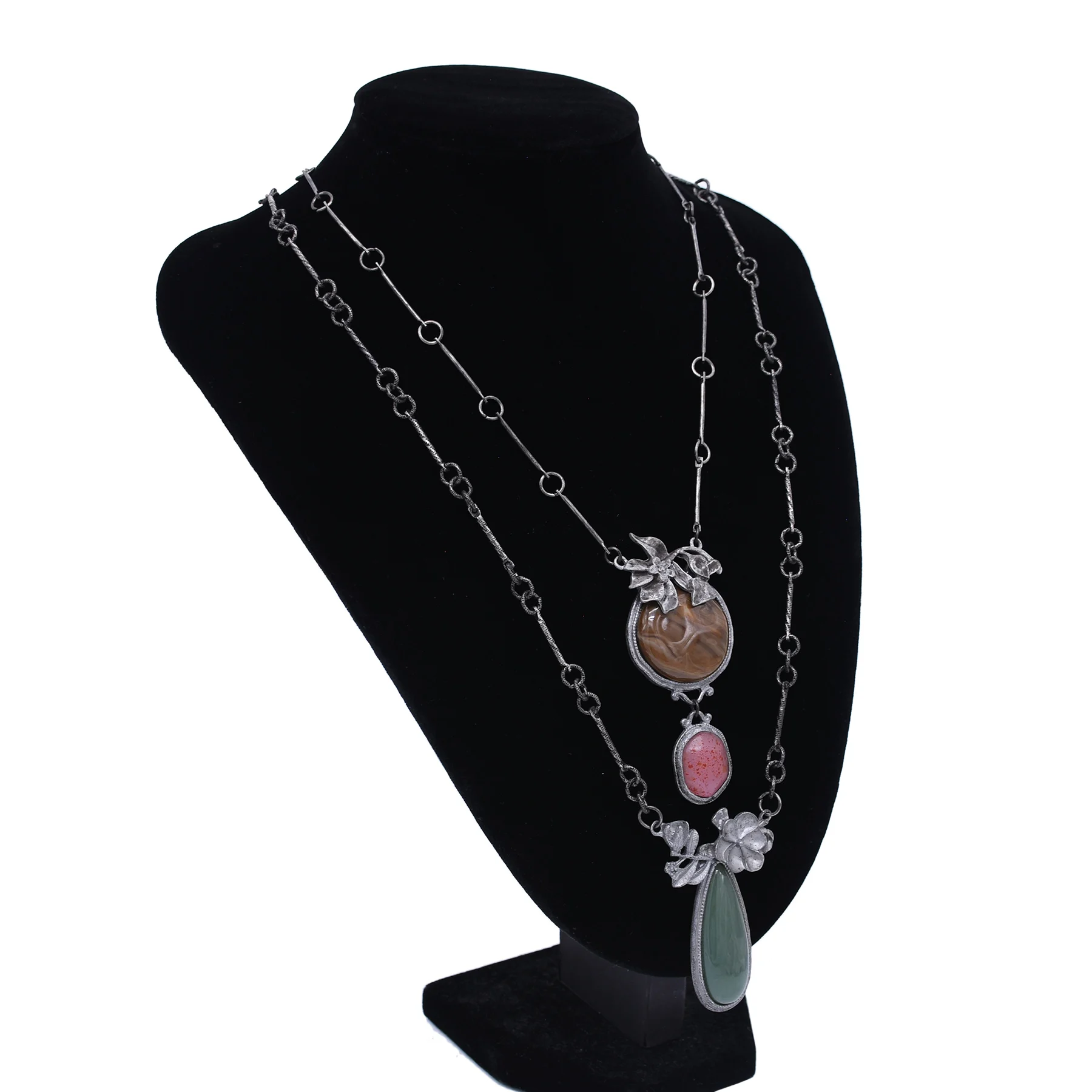 

Bohemian Vintage Design Geometry Resin Pendant Necklace for Women Gun Black Chain Holiday Punk Party Multi Layer Jewelry Gifts