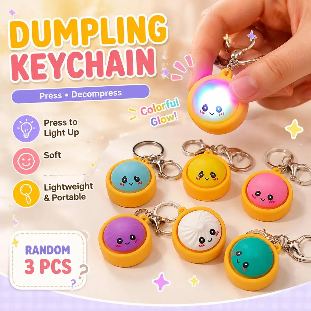 Stress Relief Toy Simulated Soup Dumpling Fidget Toy Button Squeeze Toy Keychain Pendant Soft Sensory Toy for Adults Kids