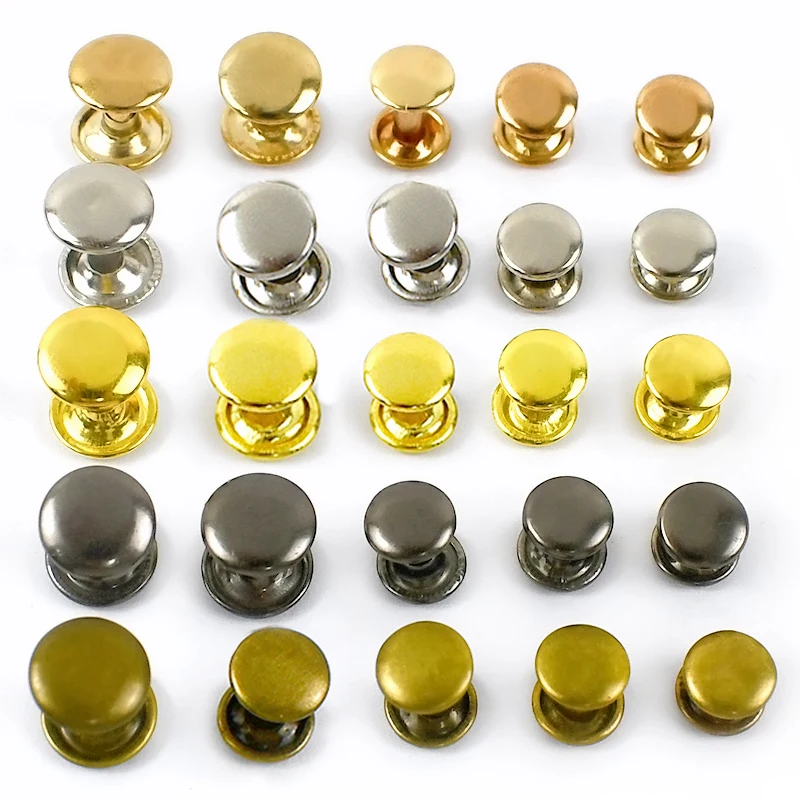 

100Sets Metal Double Cap Rivet Stud Button Circle Nail Rivets Wallet Leather Clothes Punk Studs Bags Press Snap DIY Accessories