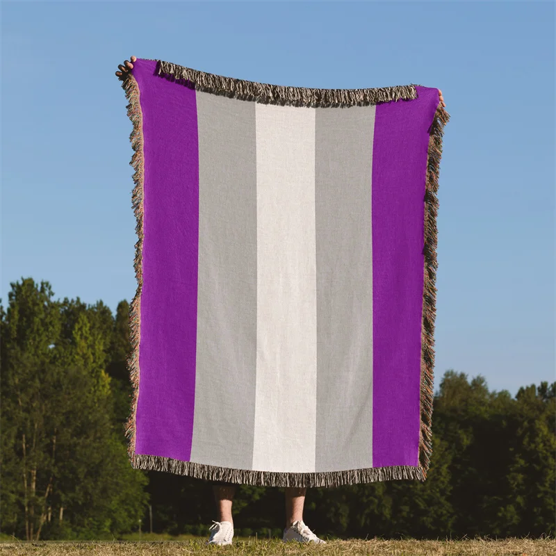

Gaslight Gatekeep Girlboss Greysexual Pride Flag LGBT Rainbow Jacquard Fringed Woven Throw Blanket