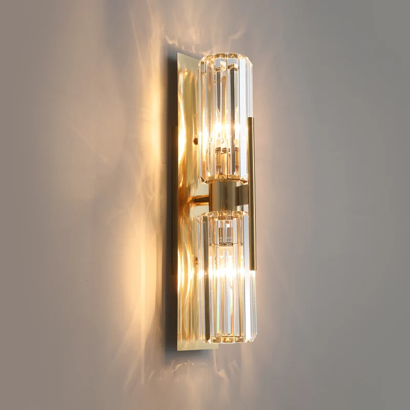 

Postmodern Crystal Luxury Living Room Gold Wall Lamp Simple Bedroom Background High-end LED Indoor Lighting Fixtures