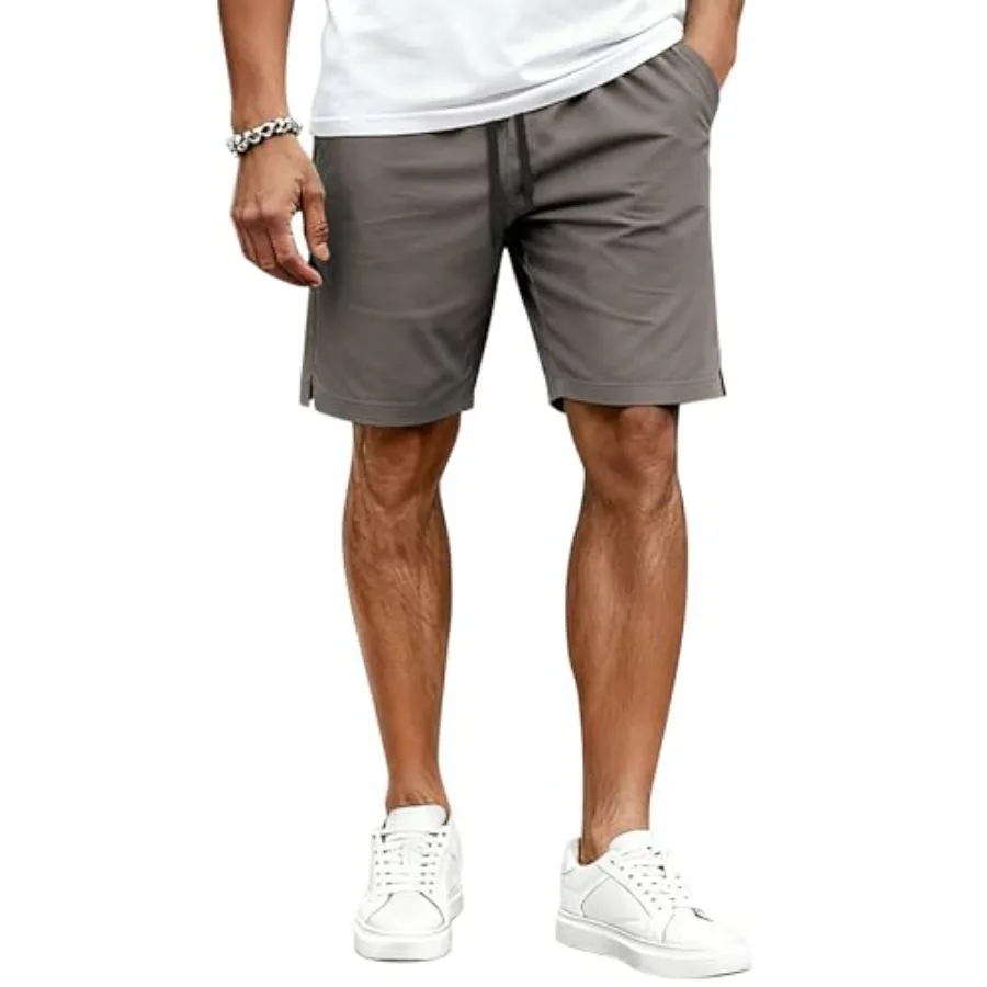

COOFANDY Mens Casual Shorts Cotton Drawstring Elastic Waist Stretch Chino Golf Shorts Summer Beach Shorts