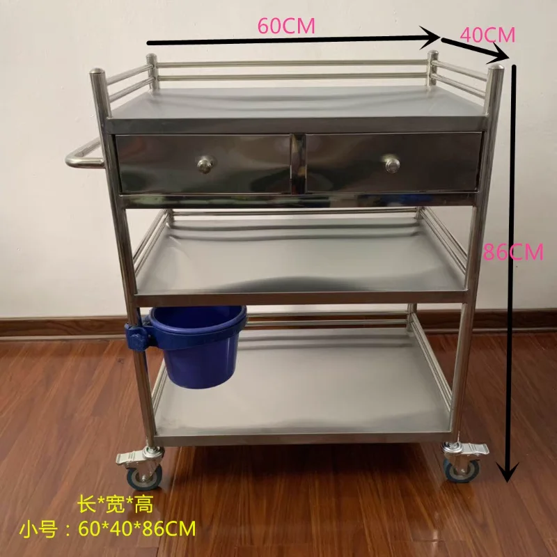 Stainless Steel Medical Trolley Treatment Car Multifunctional Shelving Medical Instruments Surgery Tools Beauty Car