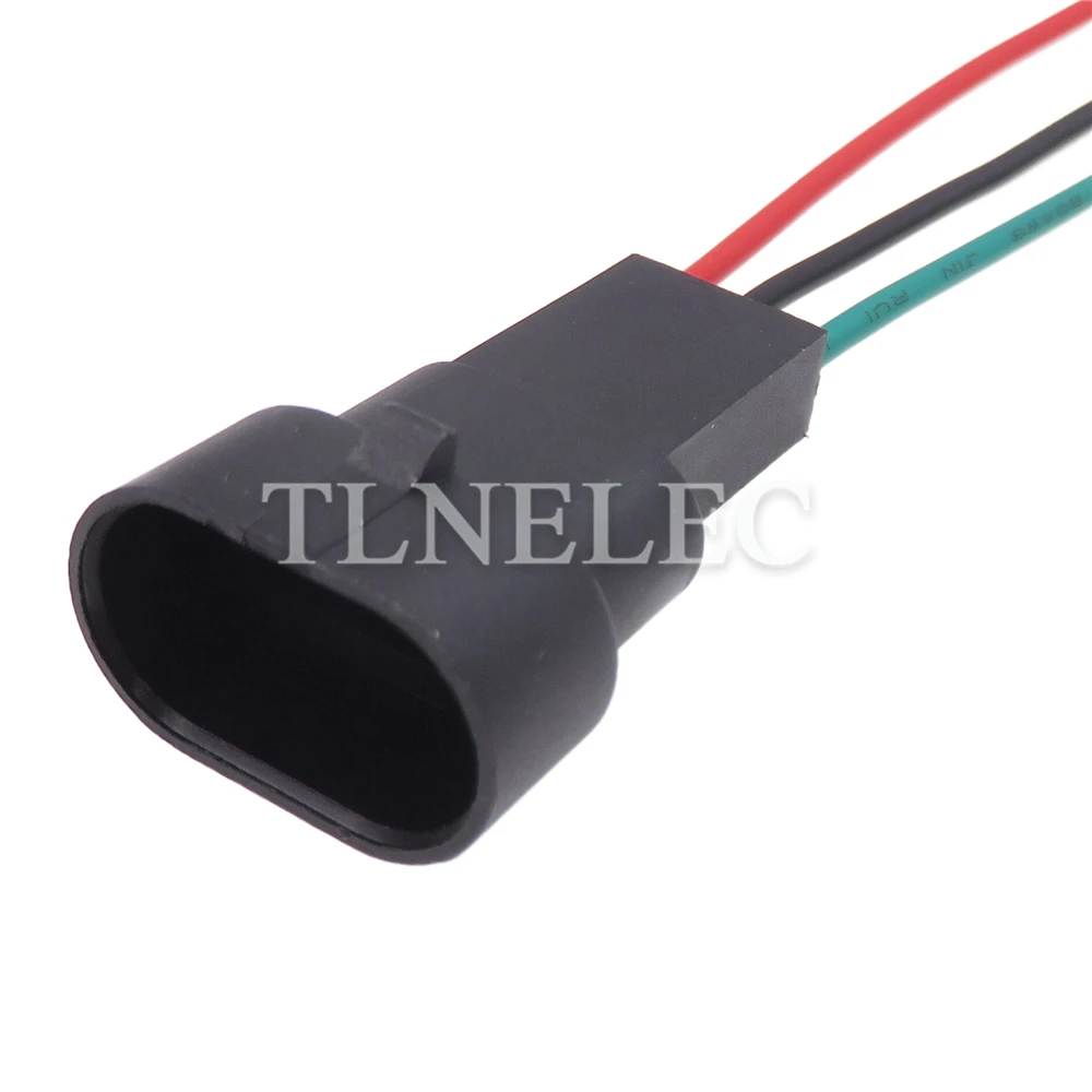 Enchufe impermeable para automóvil de 3 pines con cables, conectores sellados, 15336029
