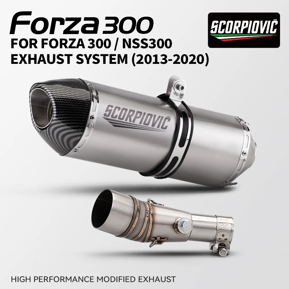 

Подходит для мотоциклов FORZA300, NSS300, FZ300, R77, полный комплект выхлопной системы из нержавеющей стали (2013-2020)