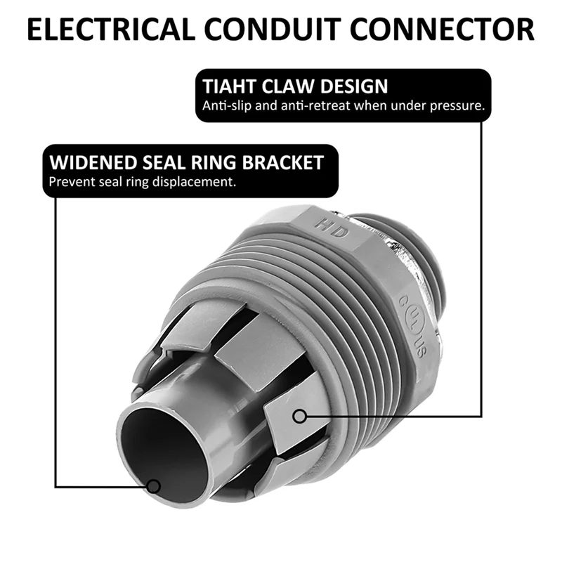 -AT37 20 Pcs Conduit Connectors, 1/2 Inch Liquid Tight Connector NPT Non-Metallic For PVC Electrical Flexible Conduit Fittings