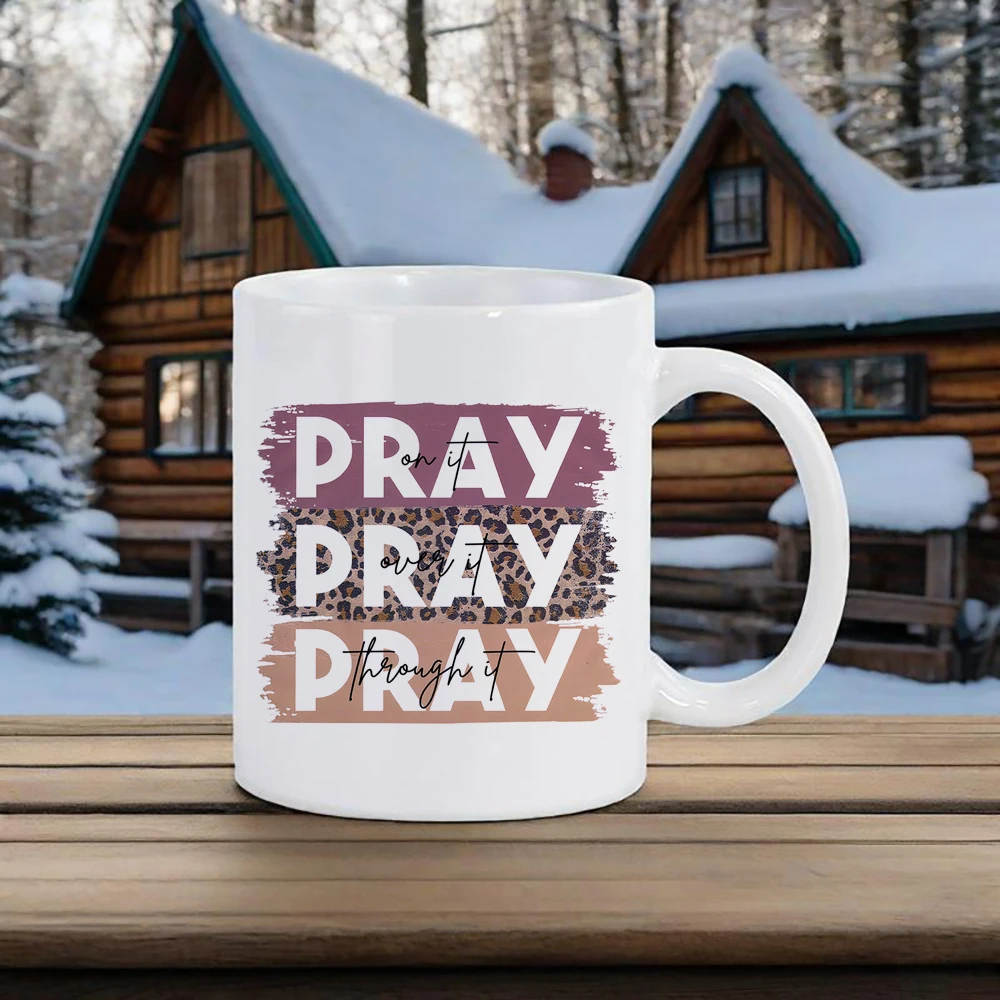 Simple Alphabet Coffee Cup Stylish Leopard Print Coffee Mug Jesus Painted Milk Juice Tea Cups Drinkware Christmas Gift Cute Mugs