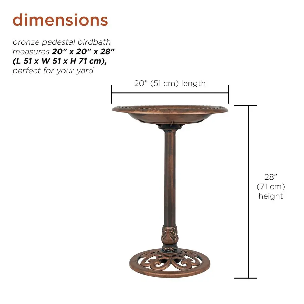 

Уличная бронзовая купель для птиц Corporation 28 с резным основанием и креплениями к земле, элегантный садовый декор, прочная, устойчивая к погодным условиям